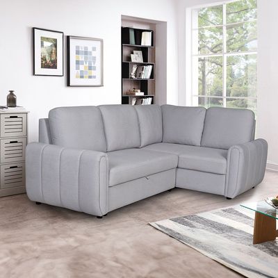 Rosso 3-Seater Fabric Corner Sofa Bed - Light Grey - With 2-Year Warranty