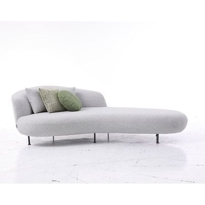 Lindon Right Chaise Fabric Sofa - Off White / Moss Green