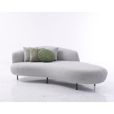 Lindon Right Chaise Fabric Sofa - Off White / Moss Green