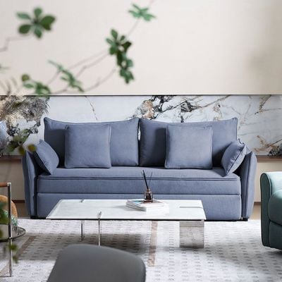 Zaden 3-Seater Fabric Sofa Bed - Blue - With 2-Year Warranty