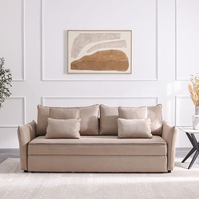 Zaden 3-Seater Fabric Sofa Bed - Beige - With 2-Year Warranty