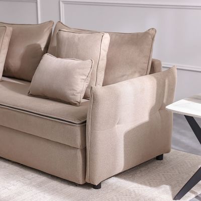 Zaden 3-Seater Fabric Sofa Bed - Beige - With 2-Year Warranty