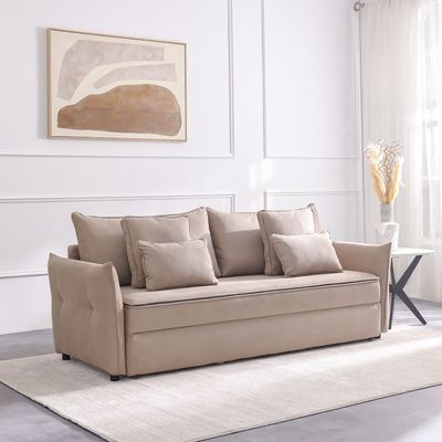 Zaden 3-Seater Fabric Sofa Bed - Beige - With 2-Year Warranty