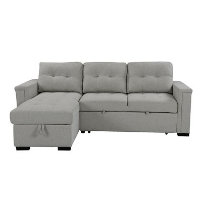 Ramiro Reversible Corner Fabric Sofa Bed - Light Grey - With 2-year Warranty