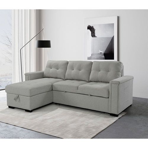 Ramiro Reversible Corner Fabric Sofa Bed - Light Grey - With 2-year Warranty