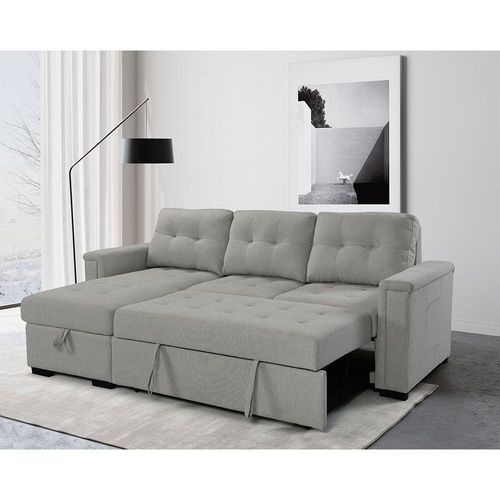 Ramiro Reversible Corner Fabric Sofa Bed - Light Grey - With 2-year Warranty