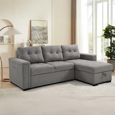 Ramiro Reversible Corner Fabric Sofa Bed - Warm Grey - With 2-Year Warranty