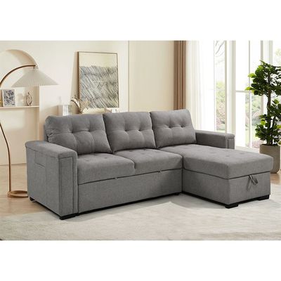 Ramiro Reversible Corner Fabric Sofa Bed - Warm Grey - With 2-Year Warranty