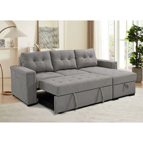 Ramiro Reversible Corner Fabric Sofa Bed - Warm Grey - With 2-Year Warranty