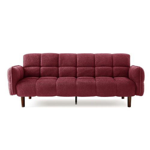 Dimitri 3-Seater Fabric Sofa Bed - Red - With 2-Year Warranty