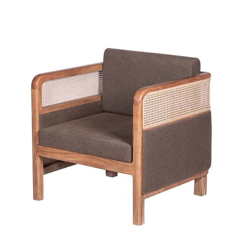 Kernell Rattan Arm Chair - Brown - With 2-Year Warranty