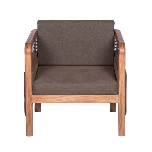 Kernell Rattan Arm Chair - Brown - With 2-Year Warranty