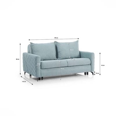 Piccolo 2-Seater Fabric Sofa Bed - Mint - With 2-Year Warranty