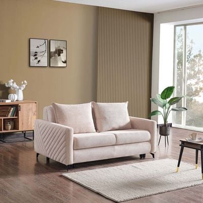 Piccolo 2-Seater Fabric Sofa Bed - Beige - With 2-Year Warranty