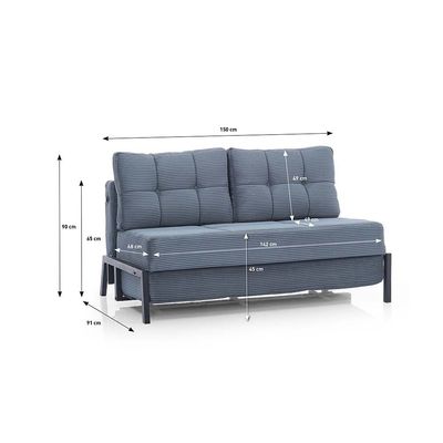 Gibson 2-Seater Love Fabric Sofa Bed - Teal - With 2-Year Warranty