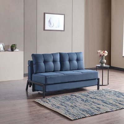 Gibson 2-Seater Love Fabric Sofa Bed - Navy Blue - With 2-Year Warranty