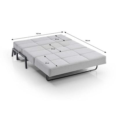 Gibson 2-Seater Love Fabric Sofa Bed - Silver - With 2-Year Warranty