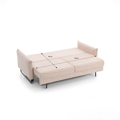 FLY 3-Seater Fabric Sofa Bed - Beige - With 2-Year Warranty