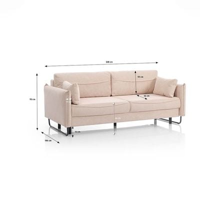 FLY 3-Seater Fabric Sofa Bed - Beige - With 2-Year Warranty