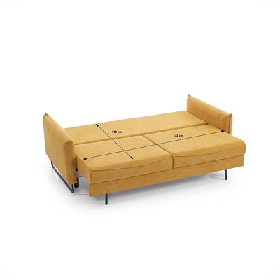 FLY 3 Seater Fabric Sofa Bed - Mustard