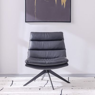 Amanda Half Leather Swivel Chair - Black