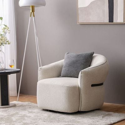 Carwin  1+1 Seater Fabric Sofa w/ Swivel -  Light Brown & Beige