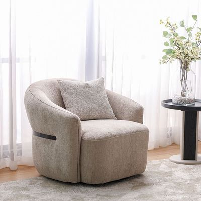 Carwin  1+1 Seater Fabric Sofa w/ Swivel -  Light Brown & Beige