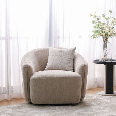 Carwin  1+1 Seater Fabric Sofa w/ Swivel -  Light Brown & Beige