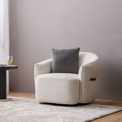 Carwin  1 Seater Fabric Sofa w/ Swivel -  Beige