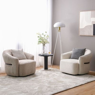 Carwin 1-Seater Fabric Sofa with Swivel - Beige - With 2-Year Warranty