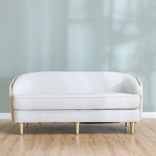 Mercedez 2 Seater Fabric Sofa-Light Gray/Champange