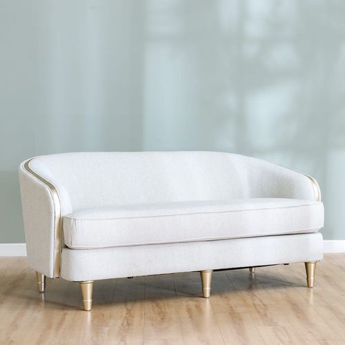 Mercedez 2 Seater Fabric Sofa-Light Gray/Champange