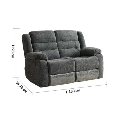 Allende 2 Seater Fabric Motion Recliner - Smoke Grey