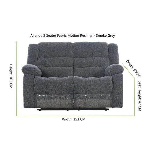 Allende 2 Seater Fabric Motion Recliner - Smoke Grey