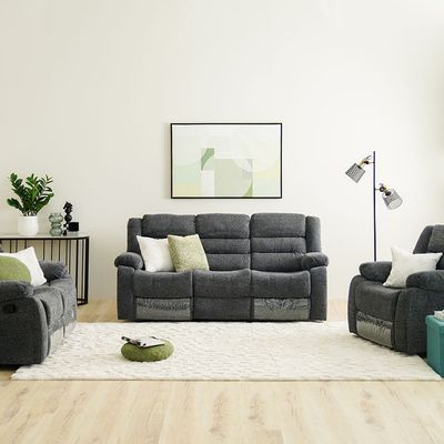 Allende 3 Seater Fabric Motion Recliner - Smoke Grey