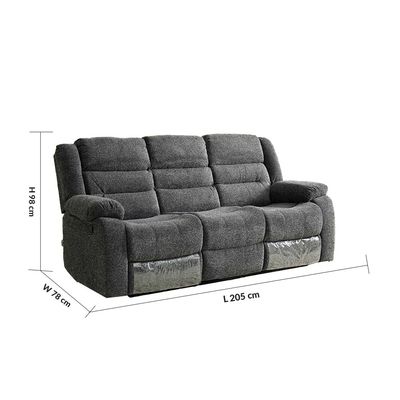 Allende 3 Seater Fabric Motion Recliner - Smoke Grey