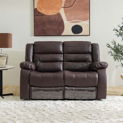 Allende 2 Seater PU Leather Motion Recliner - Red Brown