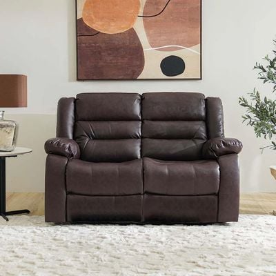 Allende 2 Seater PU Leather Motion Recliner - Red Brown