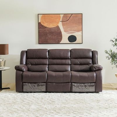 Allende 3+2+1 Seater PU Leather Motion Recliner Set - Red Brown