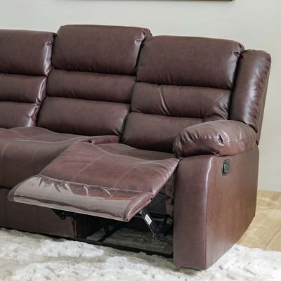 Allende 3+2+1 Seater PU Leather Motion Recliner Set - Red Brown