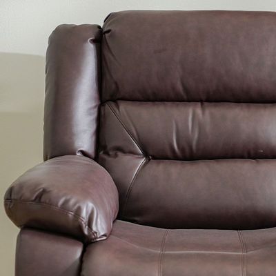 Allende 3 Seater PU Leather Motion Recliner - Red Brown