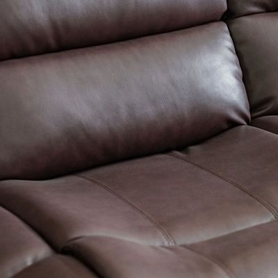 Allende 3 Seater PU Leather Motion Recliner - Red Brown