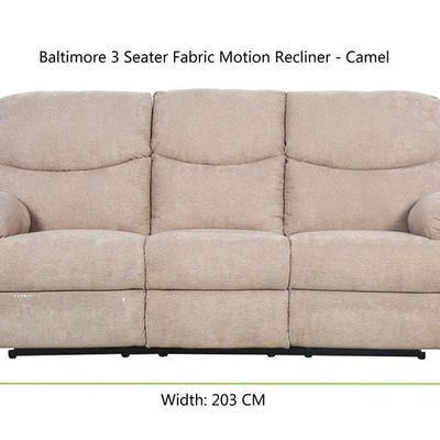 Baltimore 3 Seater Fabric Motion Recliner - Camel