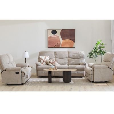 Baltimore 3 Seater Fabric Motion Recliner - Camel