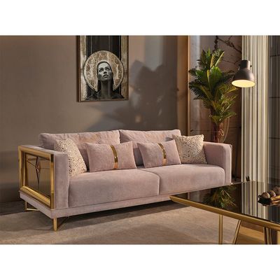 Bentley 4-Seater Fabric Sofa Set - Beige - With 2-Year Warranty