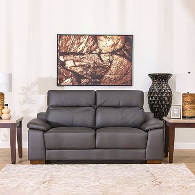 Efraim 2 Seater Half Leather Sofa - Black