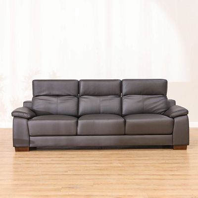 Efraim 3 Seater Half Leather Sofa - Black