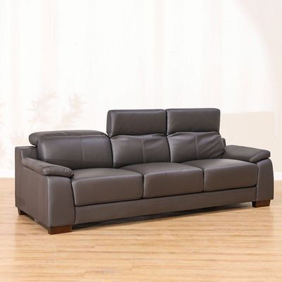 Efraim 3 Seater Half Leather Sofa - Black