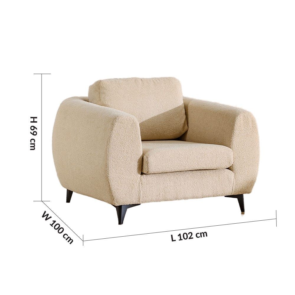 Luna 1 Seater Fabric Sofa - Brown