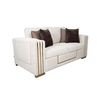 Oberon 2 Seater Fabric Sofa - Beige / Brown